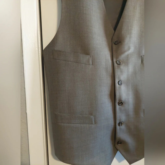 Wool adjustable Vest Brown-Gray Wedding Groomsmen Corporatecore Workwear 43L - Picture 4 of 7